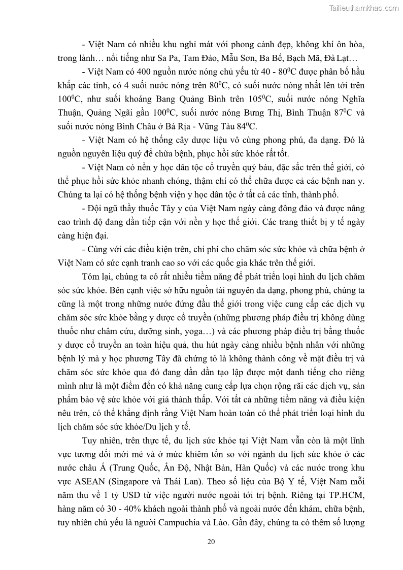 Khóa luận tốt nghiệp việt nam học Tiềm năng khai thác và phát triển loại hình du lịch chăm sóc sức khỏe ở Quảng Ninh - 3 Trang 30