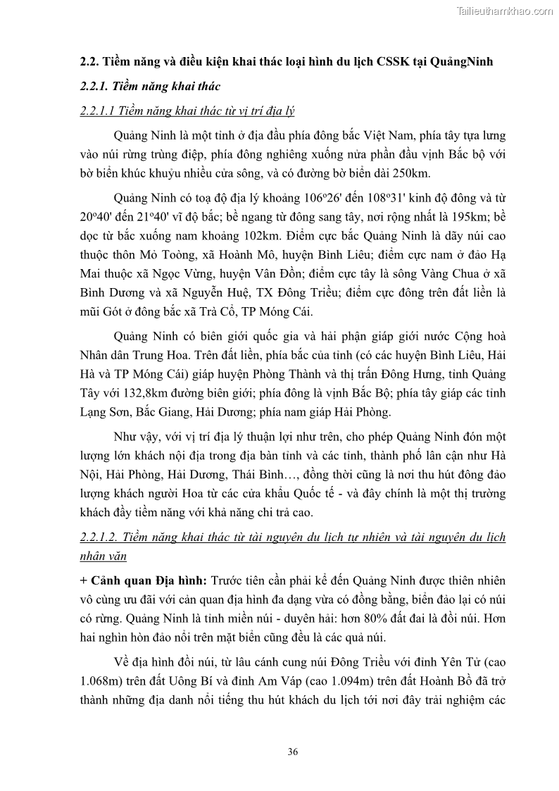 Khóa luận tốt nghiệp việt nam học Tiềm năng khai thác và phát triển loại hình du lịch chăm sóc sức khỏe ở Quảng Ninh - 4 Trang 46
