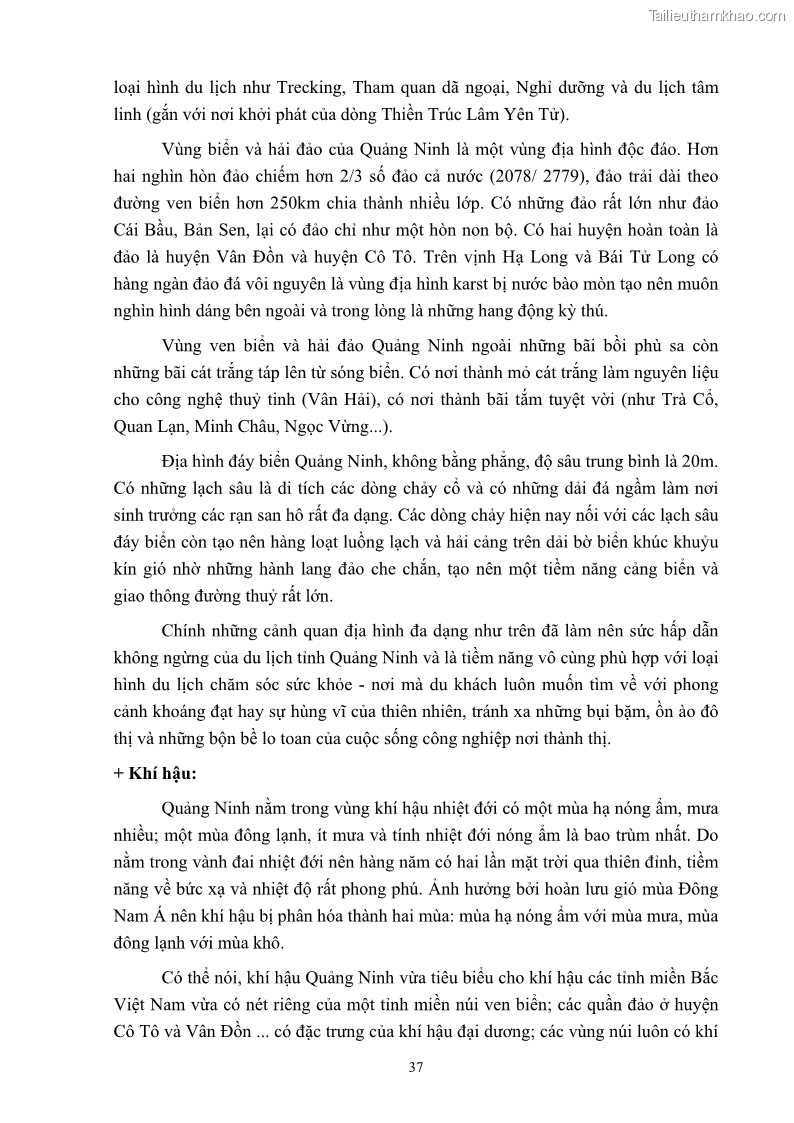 Khóa luận tốt nghiệp việt nam học Tiềm năng khai thác và phát triển loại hình du lịch chăm sóc sức khỏe ở Quảng Ninh - 4 Trang 47
