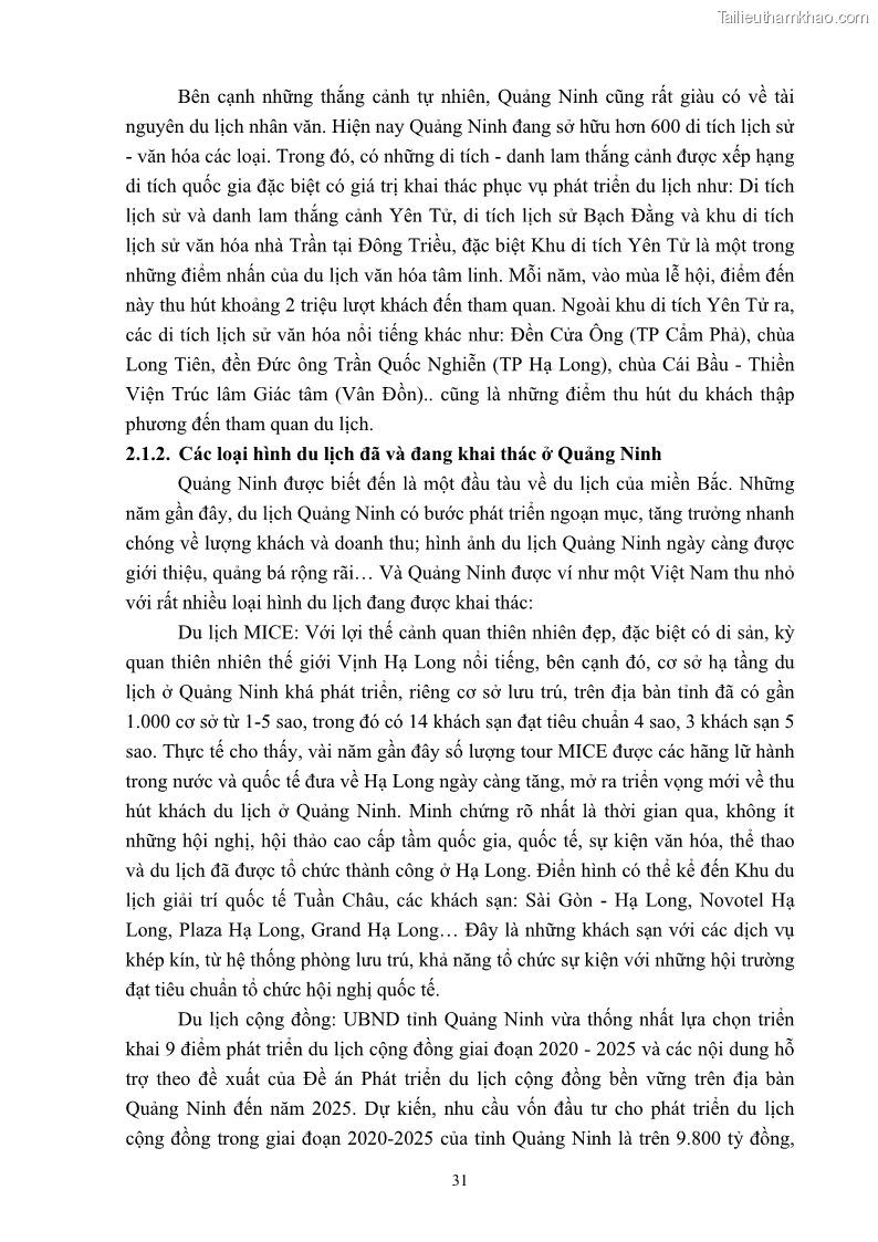 Khóa luận tốt nghiệp việt nam học Tiềm năng khai thác và phát triển loại hình du lịch chăm sóc sức khỏe ở Quảng Ninh - 4 Trang 41