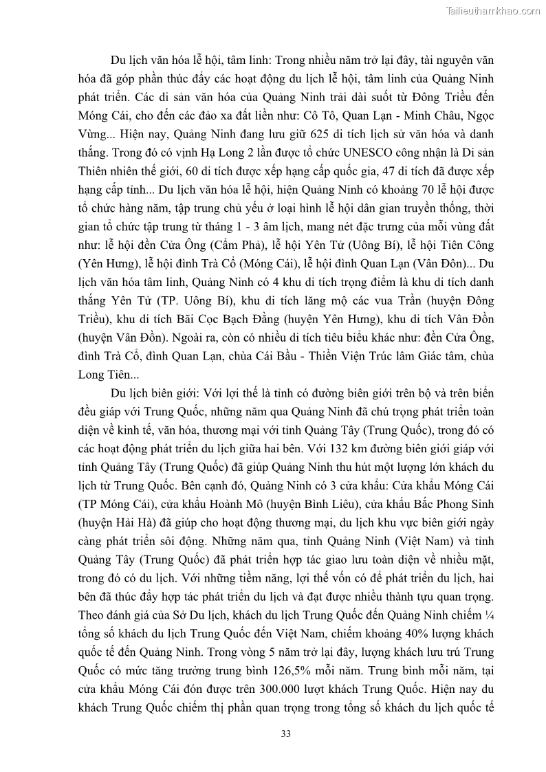 Khóa luận tốt nghiệp việt nam học Tiềm năng khai thác và phát triển loại hình du lịch chăm sóc sức khỏe ở Quảng Ninh - 4 Trang 43