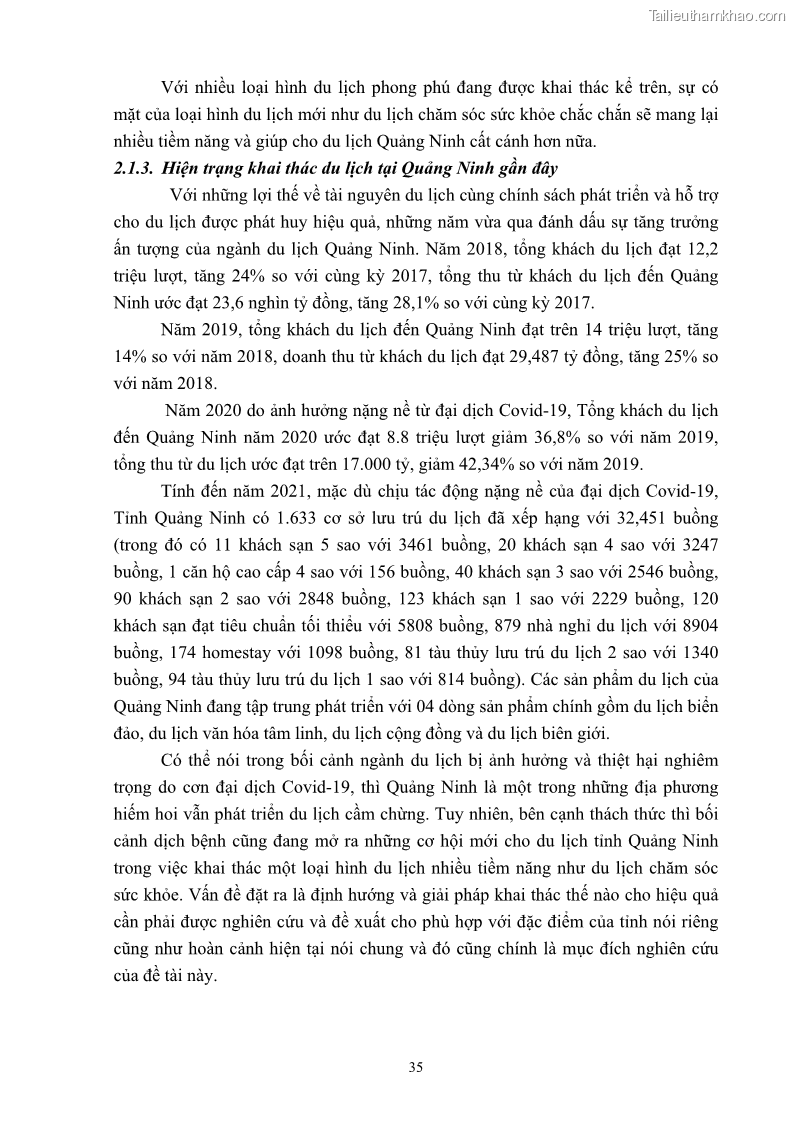 Khóa luận tốt nghiệp việt nam học Tiềm năng khai thác và phát triển loại hình du lịch chăm sóc sức khỏe ở Quảng Ninh - 4 Trang 45