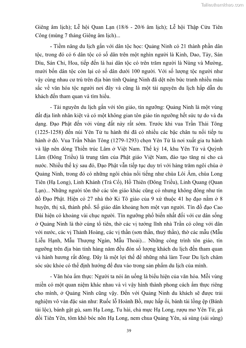 Khóa luận tốt nghiệp việt nam học Tiềm năng khai thác và phát triển loại hình du lịch chăm sóc sức khỏe ở Quảng Ninh - 5 Trang 49