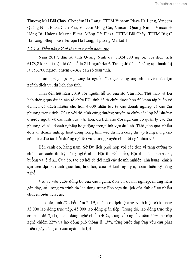 Khóa luận tốt nghiệp việt nam học Tiềm năng khai thác và phát triển loại hình du lịch chăm sóc sức khỏe ở Quảng Ninh - 5 Trang 52