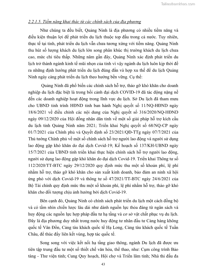Khóa luận tốt nghiệp việt nam học Tiềm năng khai thác và phát triển loại hình du lịch chăm sóc sức khỏe ở Quảng Ninh - 5 Trang 53