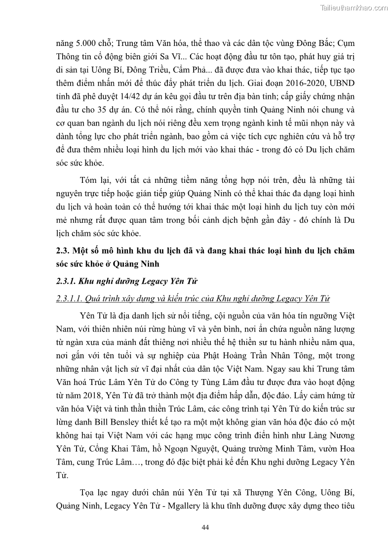 Khóa luận tốt nghiệp việt nam học Tiềm năng khai thác và phát triển loại hình du lịch chăm sóc sức khỏe ở Quảng Ninh - 5 Trang 54