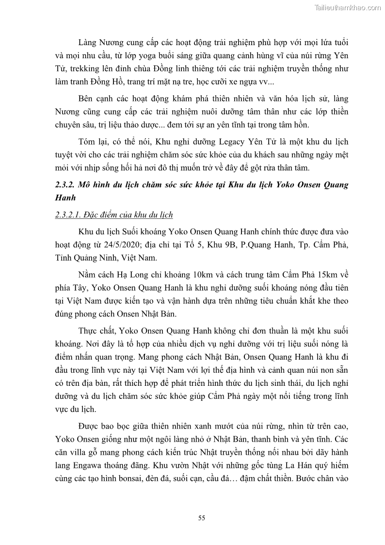 Khóa luận tốt nghiệp việt nam học Tiềm năng khai thác và phát triển loại hình du lịch chăm sóc sức khỏe ở Quảng Ninh - 6 Trang 65