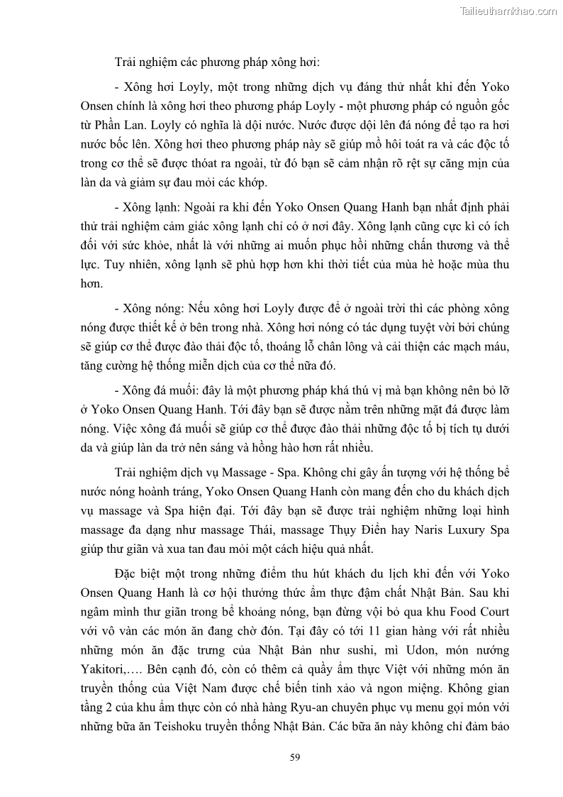Khóa luận tốt nghiệp việt nam học Tiềm năng khai thác và phát triển loại hình du lịch chăm sóc sức khỏe ở Quảng Ninh - 6 Trang 69