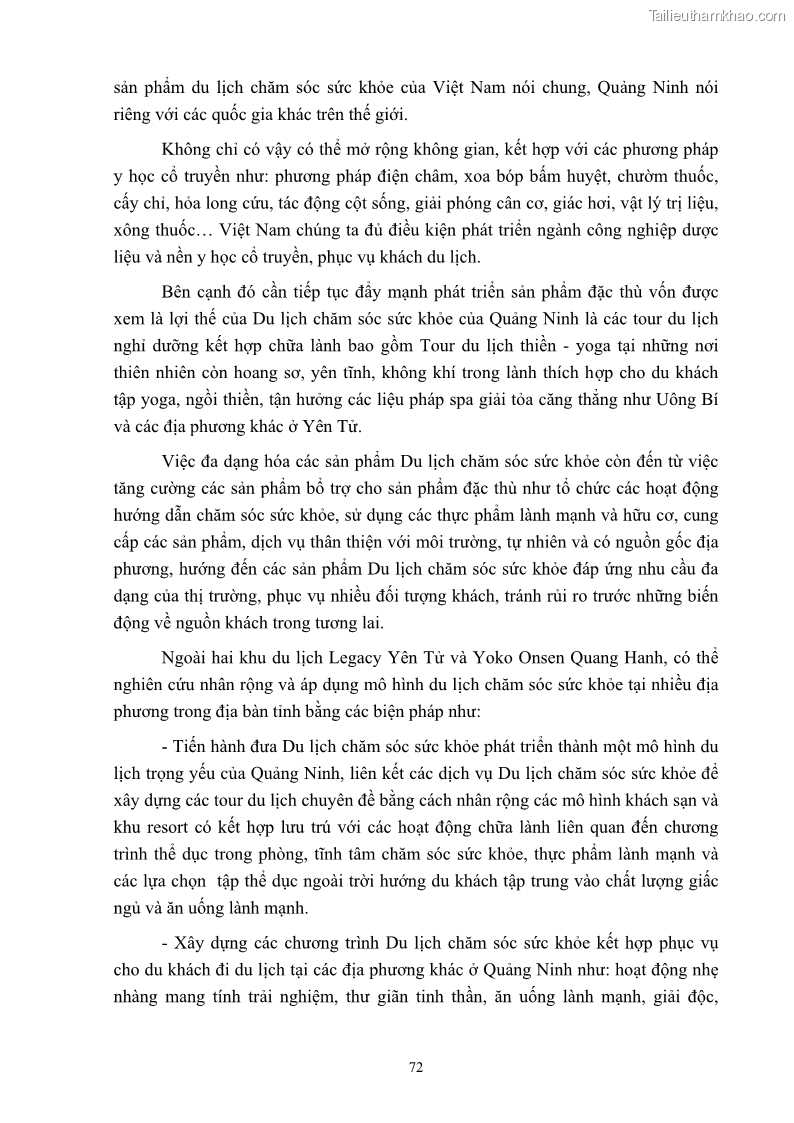 Khóa luận tốt nghiệp việt nam học Tiềm năng khai thác và phát triển loại hình du lịch chăm sóc sức khỏe ở Quảng Ninh - 7 Trang 82