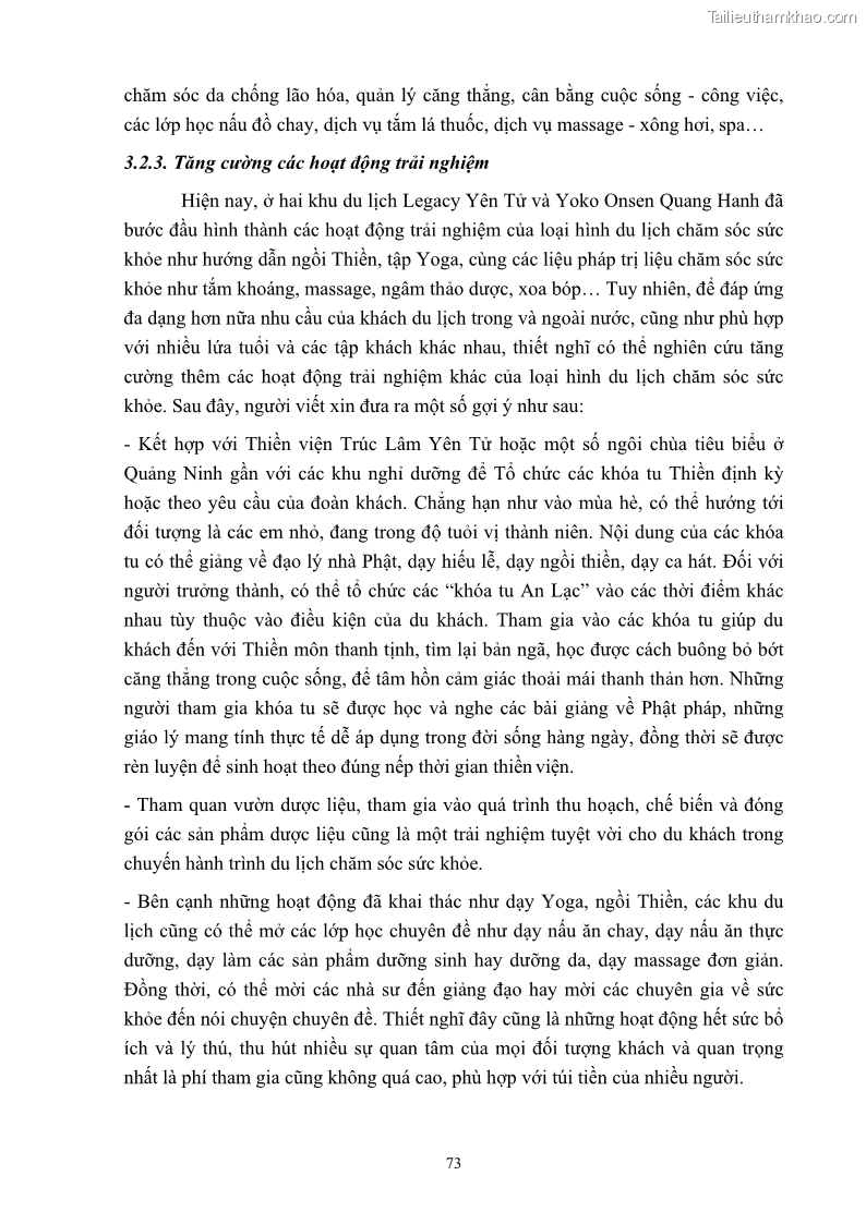 Khóa luận tốt nghiệp việt nam học Tiềm năng khai thác và phát triển loại hình du lịch chăm sóc sức khỏe ở Quảng Ninh - 7 Trang 83