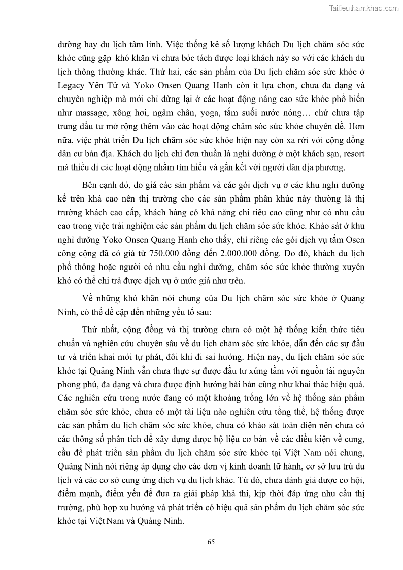Khóa luận tốt nghiệp việt nam học Tiềm năng khai thác và phát triển loại hình du lịch chăm sóc sức khỏe ở Quảng Ninh - 7 Trang 75