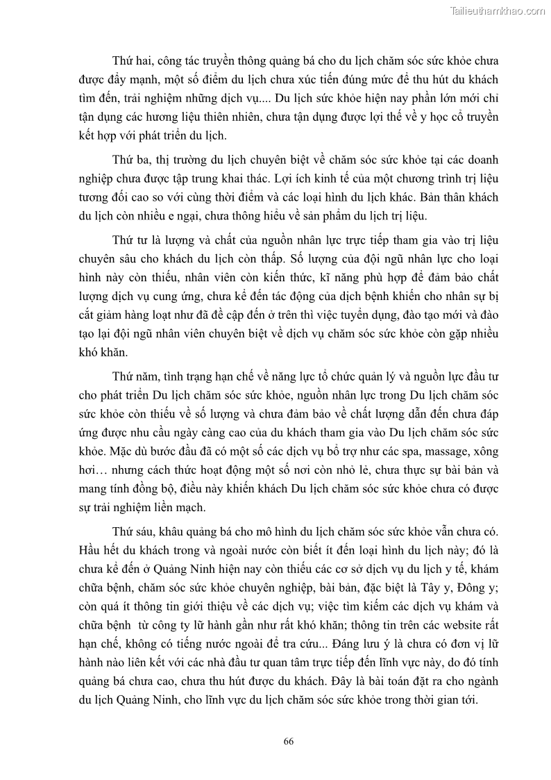 Khóa luận tốt nghiệp việt nam học Tiềm năng khai thác và phát triển loại hình du lịch chăm sóc sức khỏe ở Quảng Ninh - 7 Trang 76