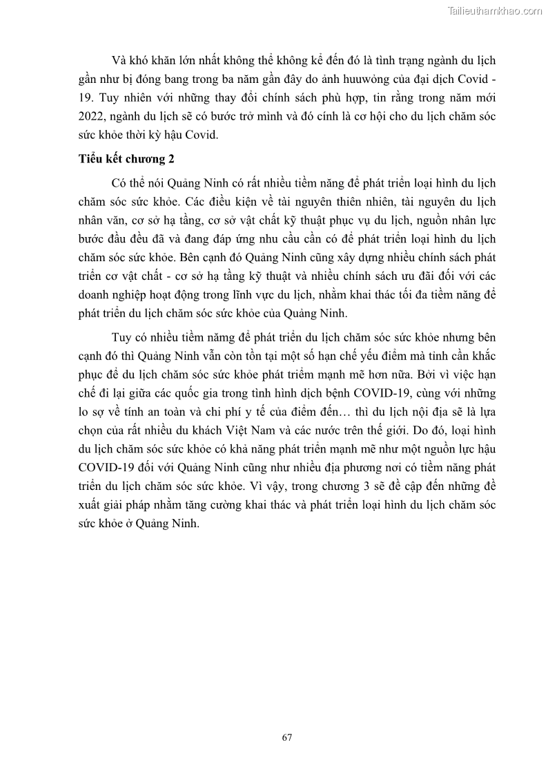 Khóa luận tốt nghiệp việt nam học Tiềm năng khai thác và phát triển loại hình du lịch chăm sóc sức khỏe ở Quảng Ninh - 7 Trang 77
