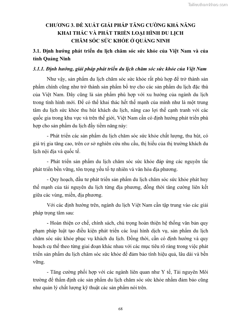Khóa luận tốt nghiệp việt nam học Tiềm năng khai thác và phát triển loại hình du lịch chăm sóc sức khỏe ở Quảng Ninh - 7 Trang 78
