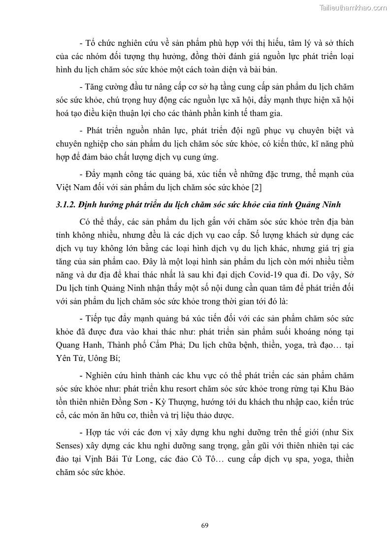 Khóa luận tốt nghiệp việt nam học Tiềm năng khai thác và phát triển loại hình du lịch chăm sóc sức khỏe ở Quảng Ninh - 7 Trang 79