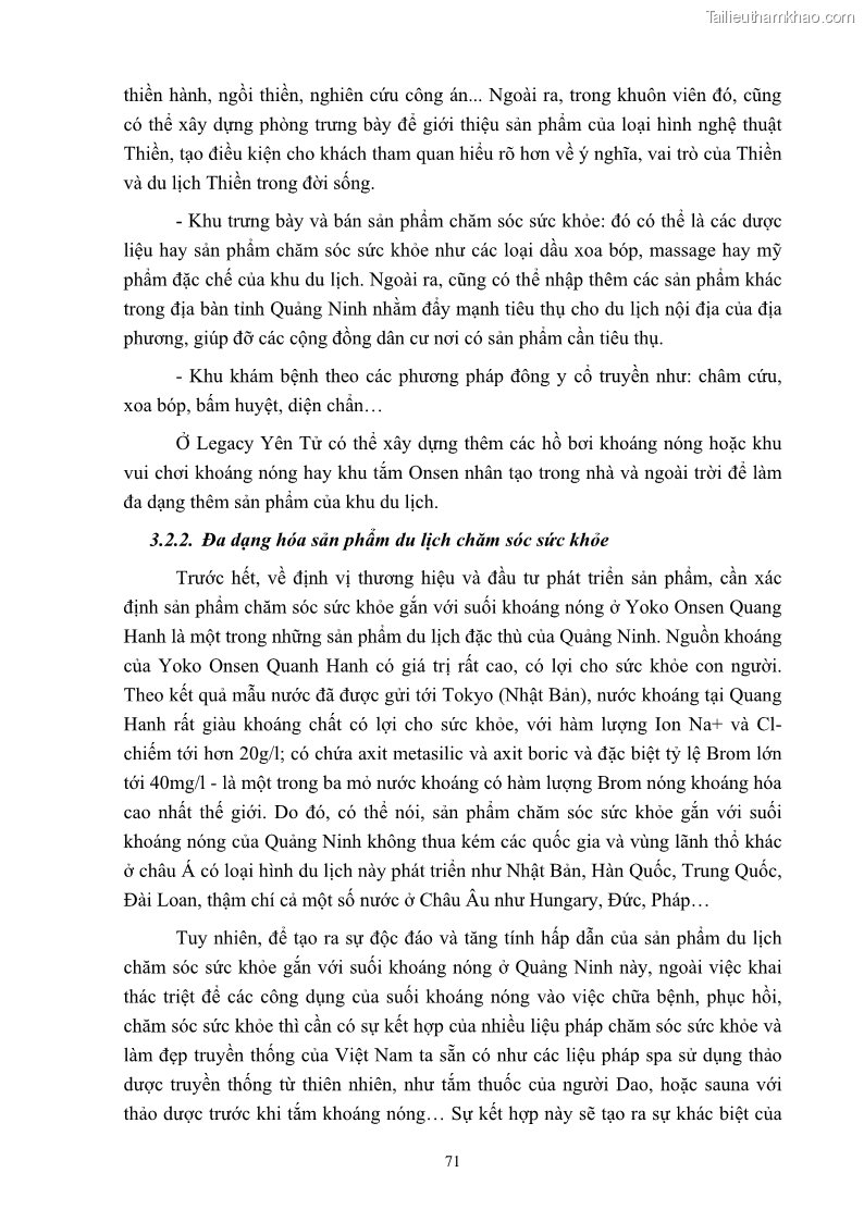 Khóa luận tốt nghiệp việt nam học Tiềm năng khai thác và phát triển loại hình du lịch chăm sóc sức khỏe ở Quảng Ninh - 7 Trang 81