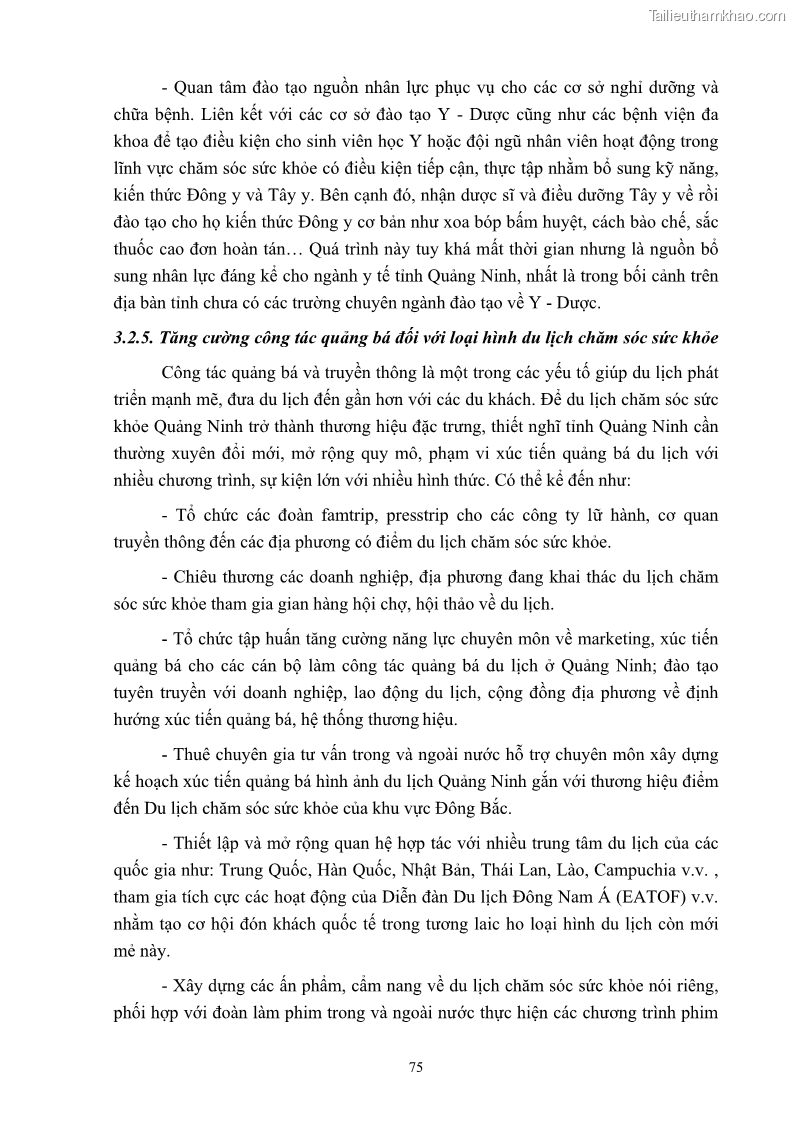 Khóa luận tốt nghiệp việt nam học Tiềm năng khai thác và phát triển loại hình du lịch chăm sóc sức khỏe ở Quảng Ninh - 8 Trang 85