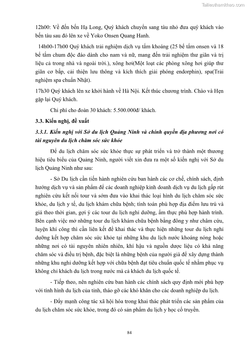 Khóa luận tốt nghiệp việt nam học Tiềm năng khai thác và phát triển loại hình du lịch chăm sóc sức khỏe ở Quảng Ninh - 8 Trang 94