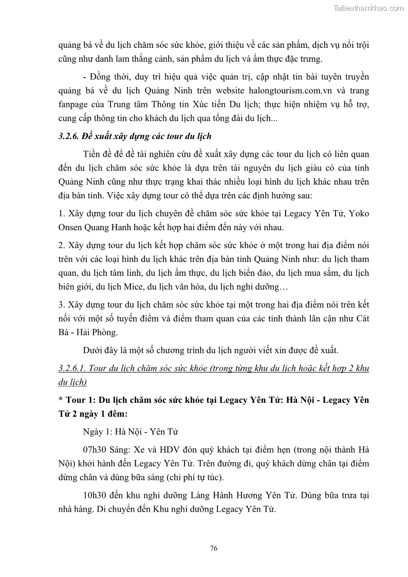 Khóa luận tốt nghiệp việt nam học Tiềm năng khai thác và phát triển loại hình du lịch chăm sóc sức khỏe ở Quảng Ninh - 8 Trang 86