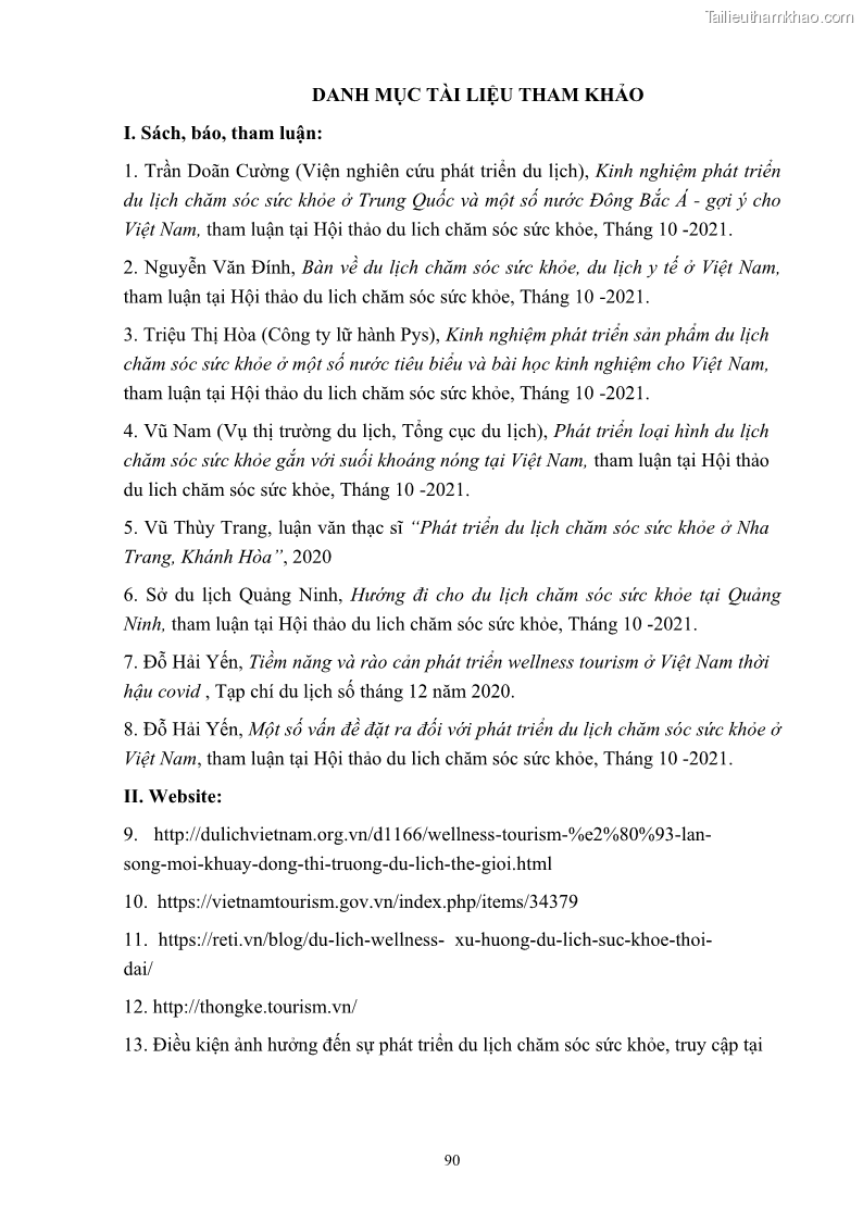 Khóa luận tốt nghiệp việt nam học Tiềm năng khai thác và phát triển loại hình du lịch chăm sóc sức khỏe ở Quảng Ninh - 9 Trang 100