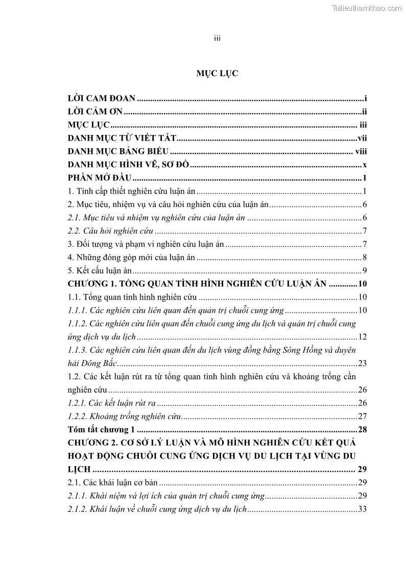 Luận án tiến sĩ Nghiên cứu chuỗi cung ứng dịch vụ du lịch tại vùng Đồng bằng sông Hồng và Duyên hải Đông Bắc Việt Nam - 1 Trang 3