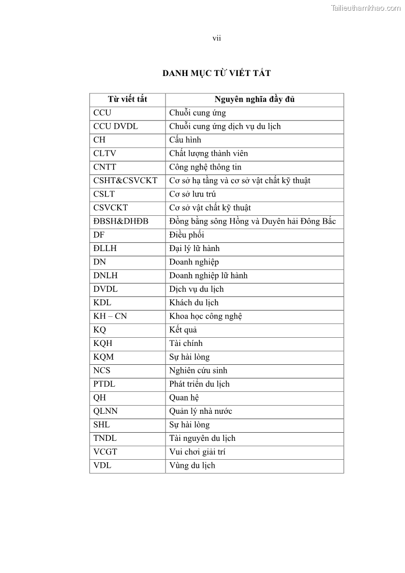 Luận án tiến sĩ Nghiên cứu chuỗi cung ứng dịch vụ du lịch tại vùng Đồng bằng sông Hồng và Duyên hải Đông Bắc Việt Nam - 1 Trang 7