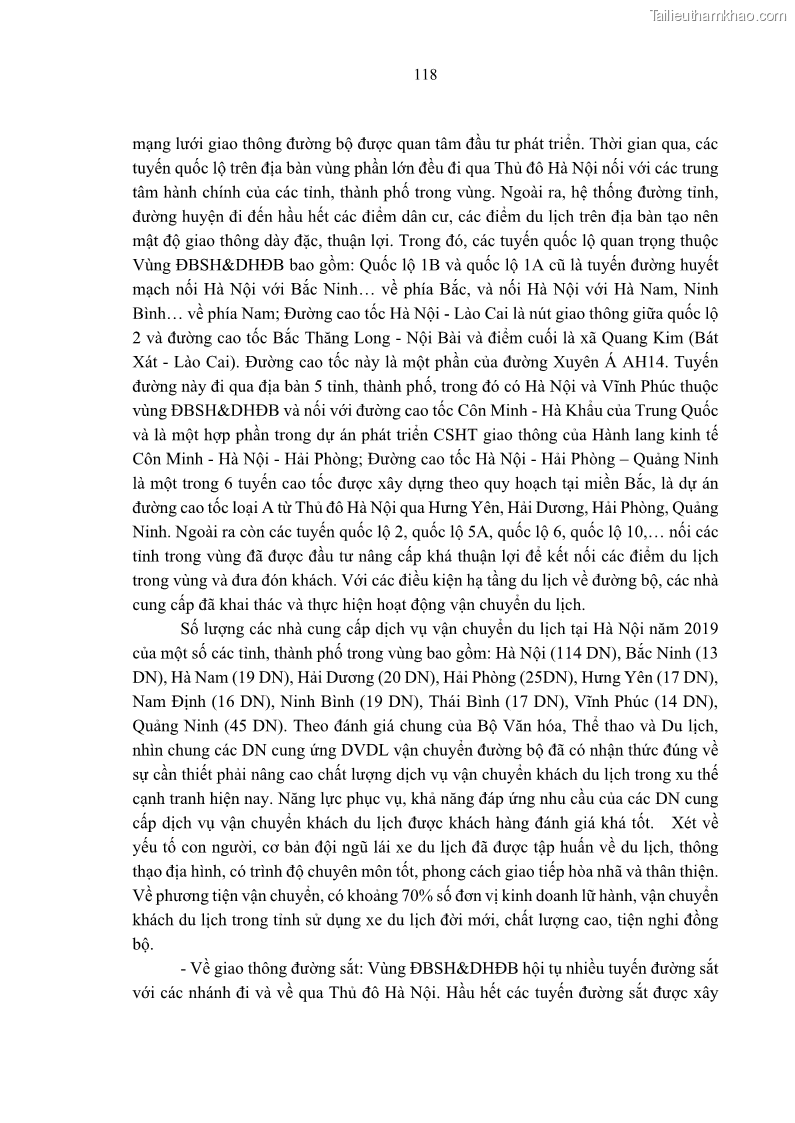 Luận án tiến sĩ Nghiên cứu chuỗi cung ứng dịch vụ du lịch tại vùng Đồng bằng sông Hồng và Duyên hải Đông Bắc Việt Nam - 11 Trang 128