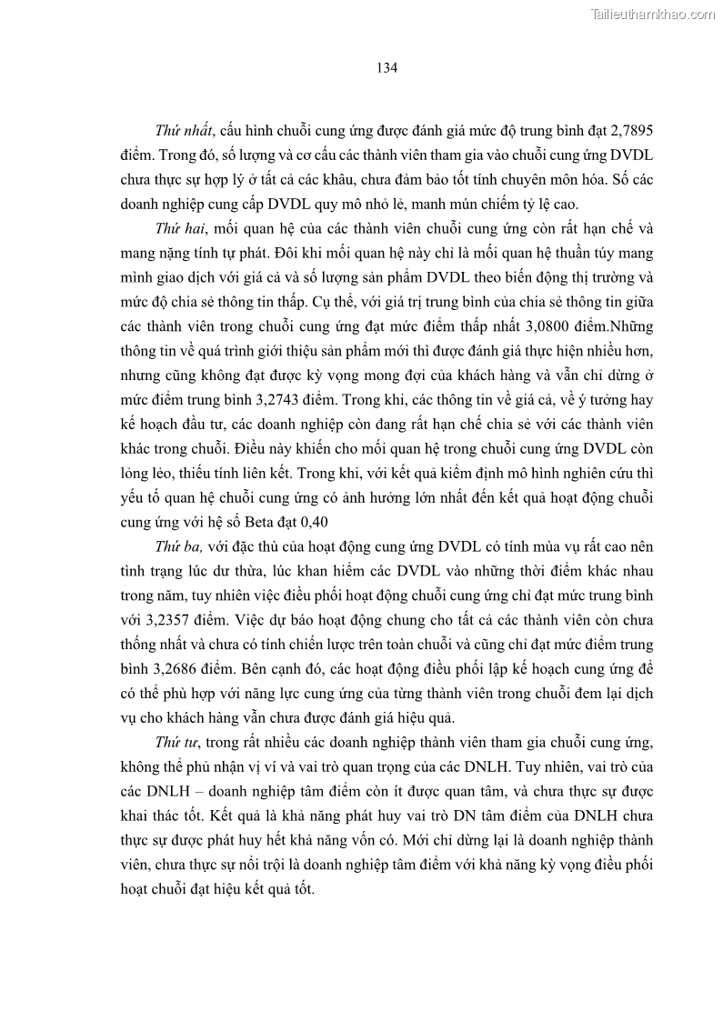 Luận án tiến sĩ Nghiên cứu chuỗi cung ứng dịch vụ du lịch tại vùng Đồng bằng sông Hồng và Duyên hải Đông Bắc Việt Nam - 12 Trang 144