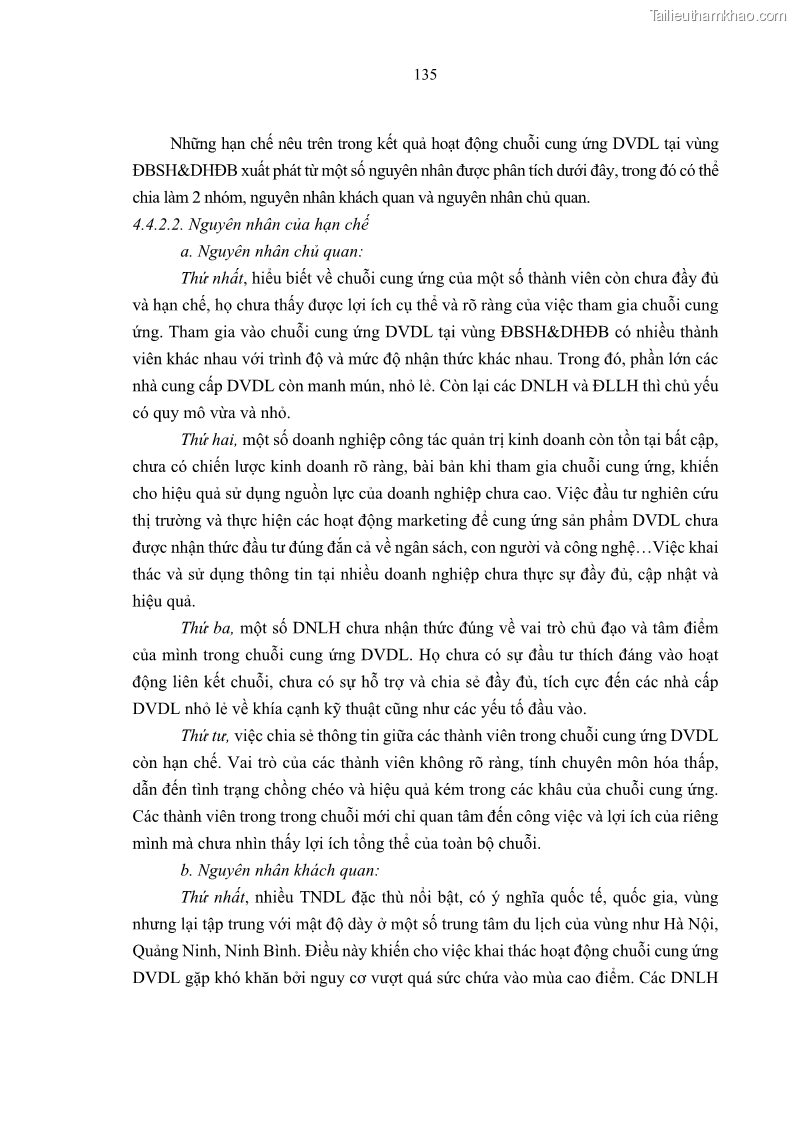Luận án tiến sĩ Nghiên cứu chuỗi cung ứng dịch vụ du lịch tại vùng Đồng bằng sông Hồng và Duyên hải Đông Bắc Việt Nam - 13 Trang 145