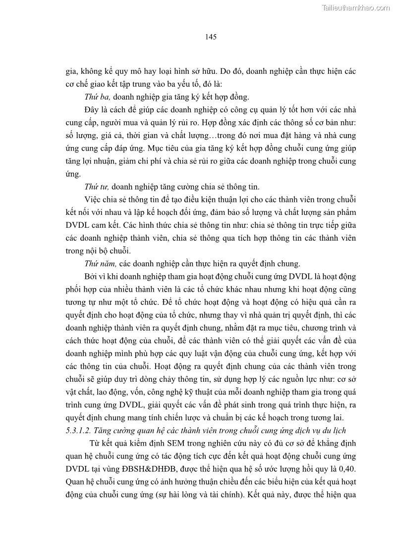 Luận án tiến sĩ Nghiên cứu chuỗi cung ứng dịch vụ du lịch tại vùng Đồng bằng sông Hồng và Duyên hải Đông Bắc Việt Nam - 13 Trang 155