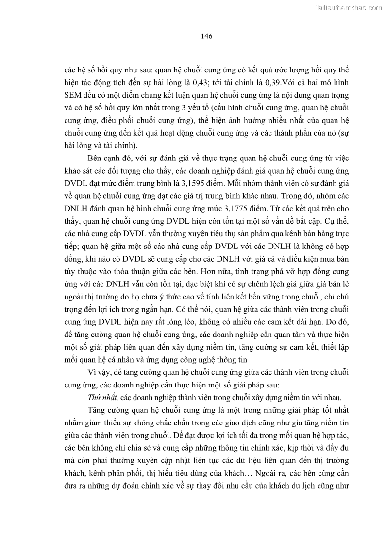 Luận án tiến sĩ Nghiên cứu chuỗi cung ứng dịch vụ du lịch tại vùng Đồng bằng sông Hồng và Duyên hải Đông Bắc Việt Nam - 13 Trang 156