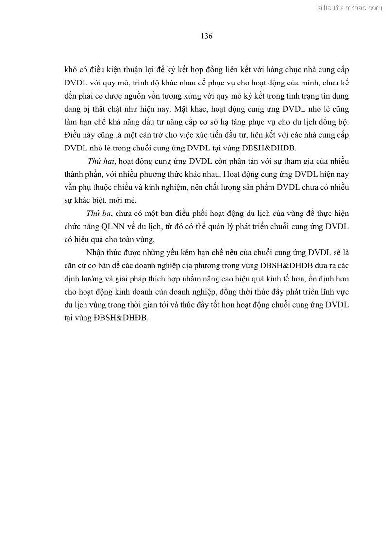 Luận án tiến sĩ Nghiên cứu chuỗi cung ứng dịch vụ du lịch tại vùng Đồng bằng sông Hồng và Duyên hải Đông Bắc Việt Nam - 13 Trang 146