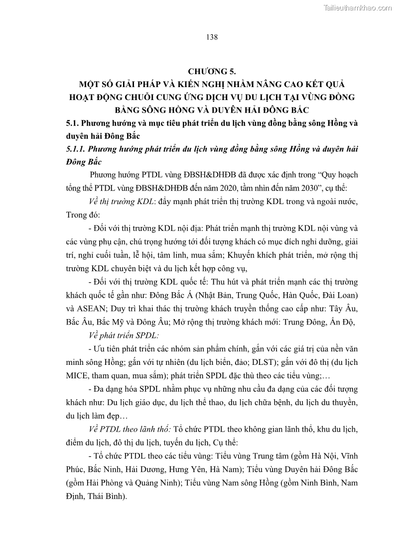 Luận án tiến sĩ Nghiên cứu chuỗi cung ứng dịch vụ du lịch tại vùng Đồng bằng sông Hồng và Duyên hải Đông Bắc Việt Nam - 13 Trang 148