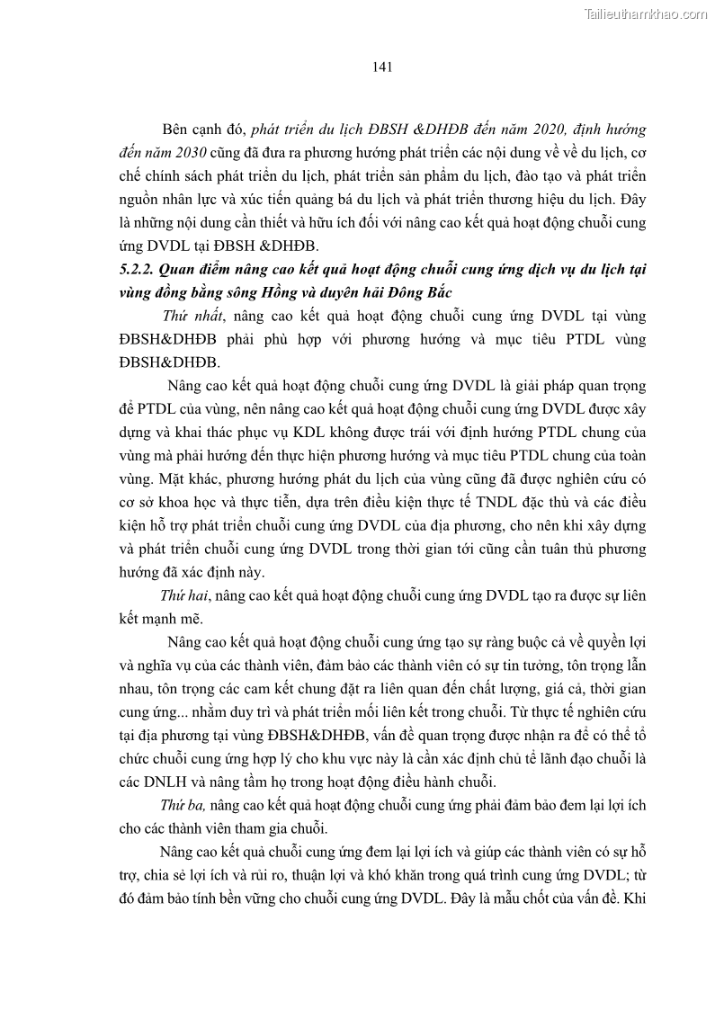 Luận án tiến sĩ Nghiên cứu chuỗi cung ứng dịch vụ du lịch tại vùng Đồng bằng sông Hồng và Duyên hải Đông Bắc Việt Nam - 13 Trang 151