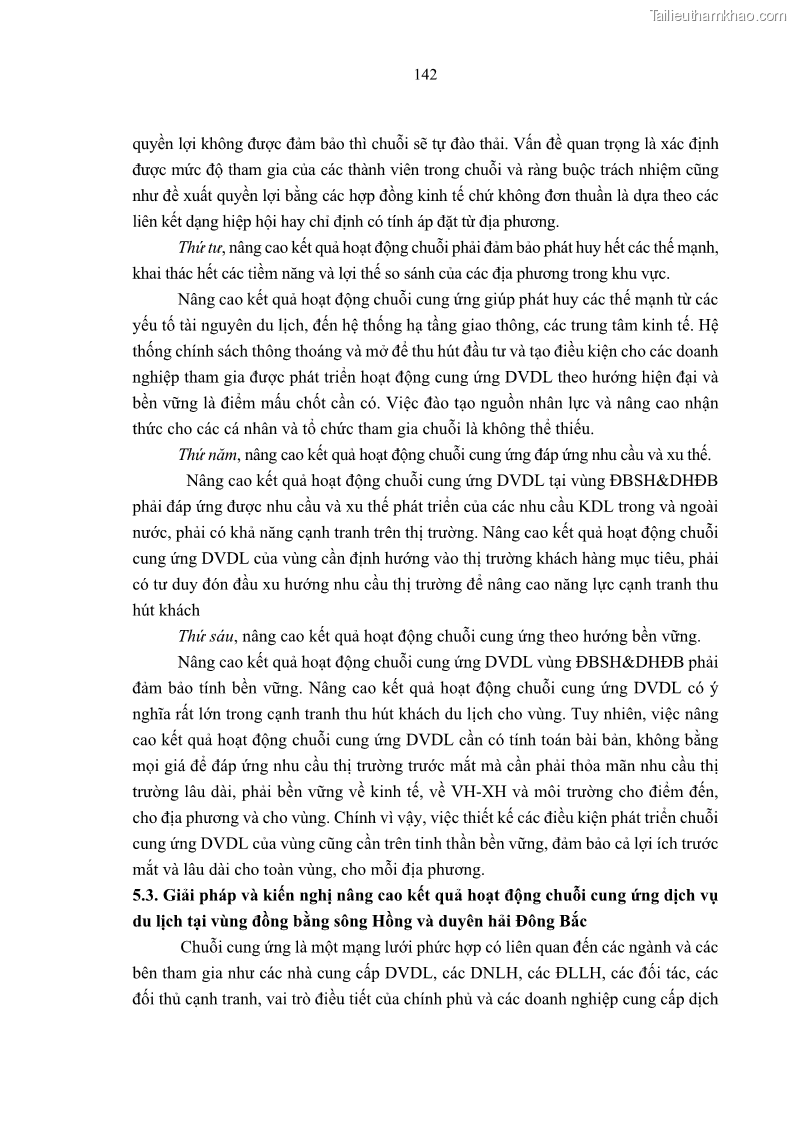 Luận án tiến sĩ Nghiên cứu chuỗi cung ứng dịch vụ du lịch tại vùng Đồng bằng sông Hồng và Duyên hải Đông Bắc Việt Nam - 13 Trang 152