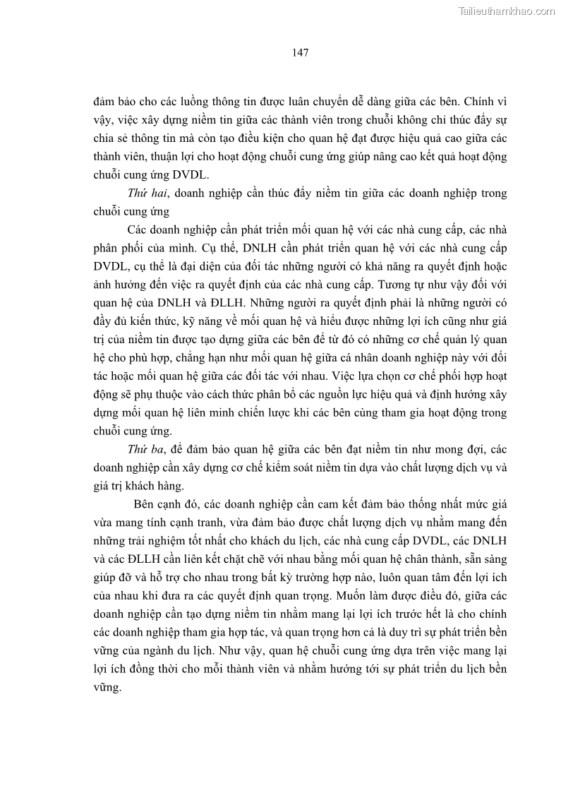 Luận án tiến sĩ Nghiên cứu chuỗi cung ứng dịch vụ du lịch tại vùng Đồng bằng sông Hồng và Duyên hải Đông Bắc Việt Nam - 14 Trang 157