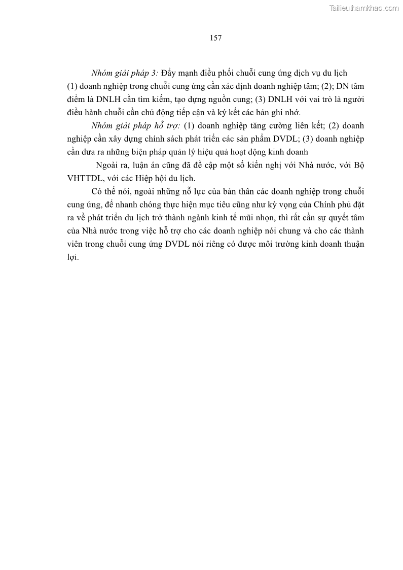 Luận án tiến sĩ Nghiên cứu chuỗi cung ứng dịch vụ du lịch tại vùng Đồng bằng sông Hồng và Duyên hải Đông Bắc Việt Nam - 14 Trang 167