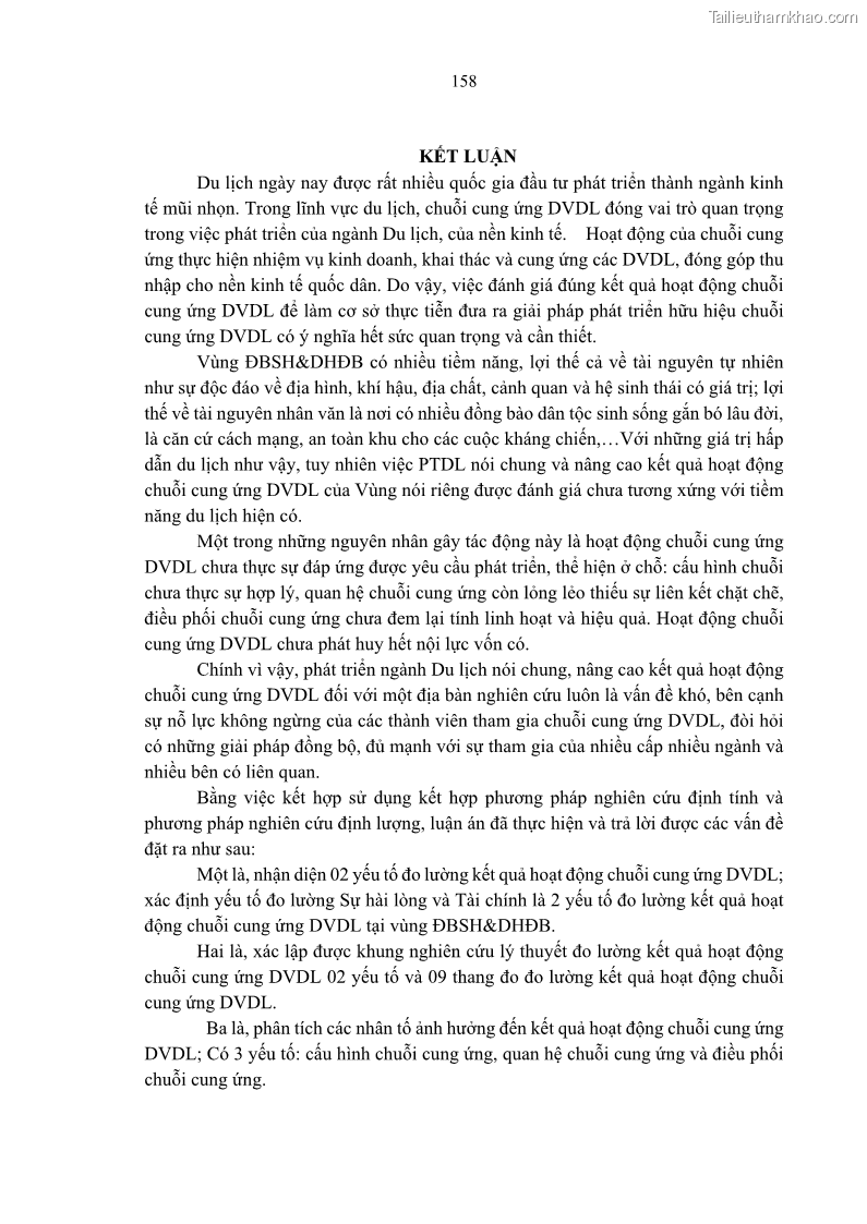 Luận án tiến sĩ Nghiên cứu chuỗi cung ứng dịch vụ du lịch tại vùng Đồng bằng sông Hồng và Duyên hải Đông Bắc Việt Nam - 14 Trang 168