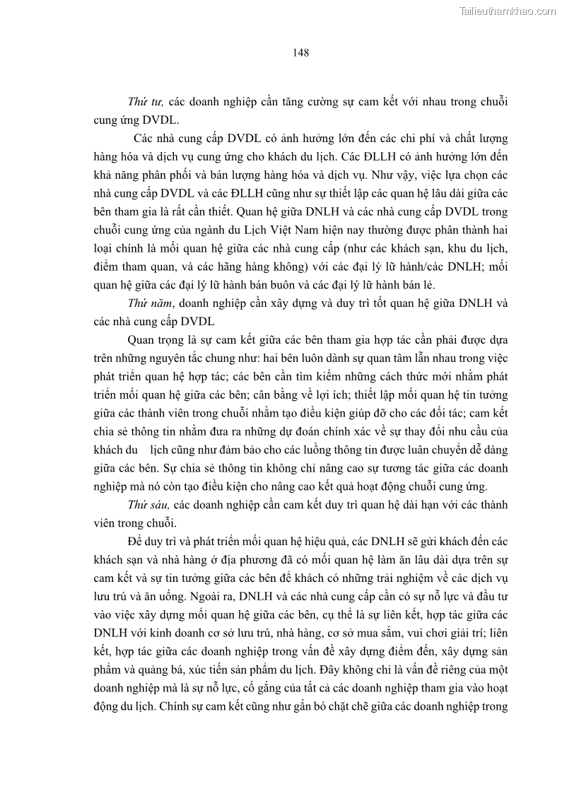 Luận án tiến sĩ Nghiên cứu chuỗi cung ứng dịch vụ du lịch tại vùng Đồng bằng sông Hồng và Duyên hải Đông Bắc Việt Nam - 14 Trang 158