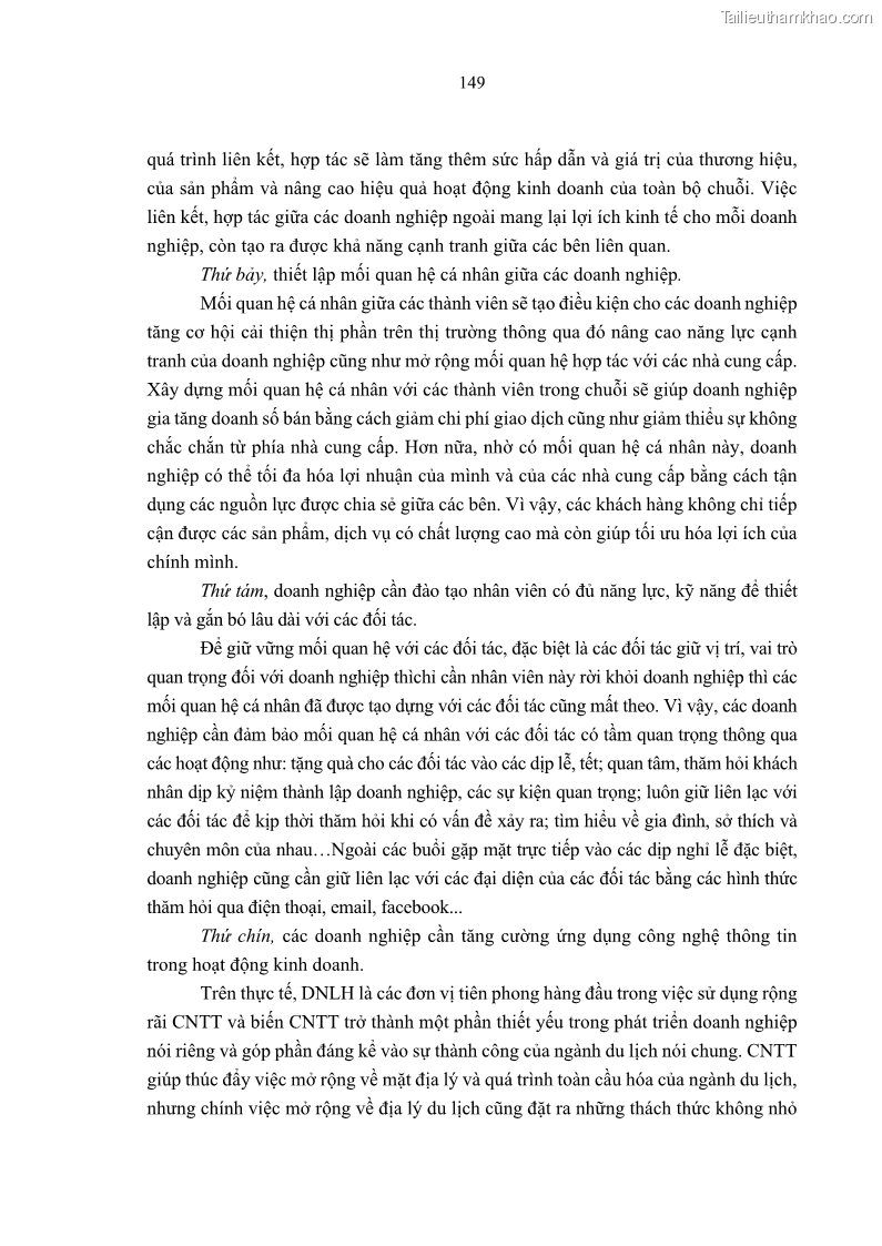 Luận án tiến sĩ Nghiên cứu chuỗi cung ứng dịch vụ du lịch tại vùng Đồng bằng sông Hồng và Duyên hải Đông Bắc Việt Nam - 14 Trang 159