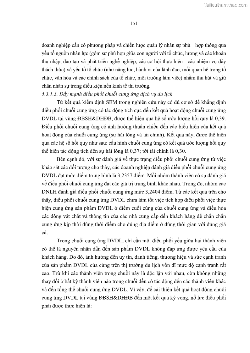 Luận án tiến sĩ Nghiên cứu chuỗi cung ứng dịch vụ du lịch tại vùng Đồng bằng sông Hồng và Duyên hải Đông Bắc Việt Nam - 14 Trang 161