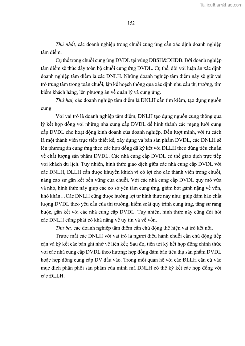 Luận án tiến sĩ Nghiên cứu chuỗi cung ứng dịch vụ du lịch tại vùng Đồng bằng sông Hồng và Duyên hải Đông Bắc Việt Nam - 14 Trang 162
