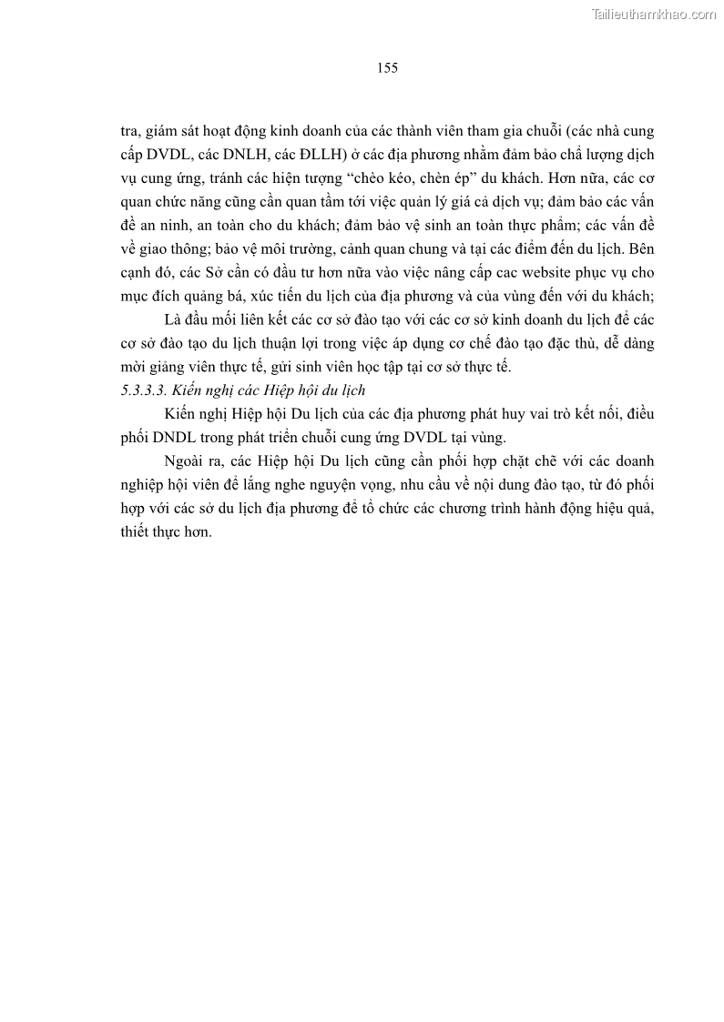 Luận án tiến sĩ Nghiên cứu chuỗi cung ứng dịch vụ du lịch tại vùng Đồng bằng sông Hồng và Duyên hải Đông Bắc Việt Nam - 14 Trang 165