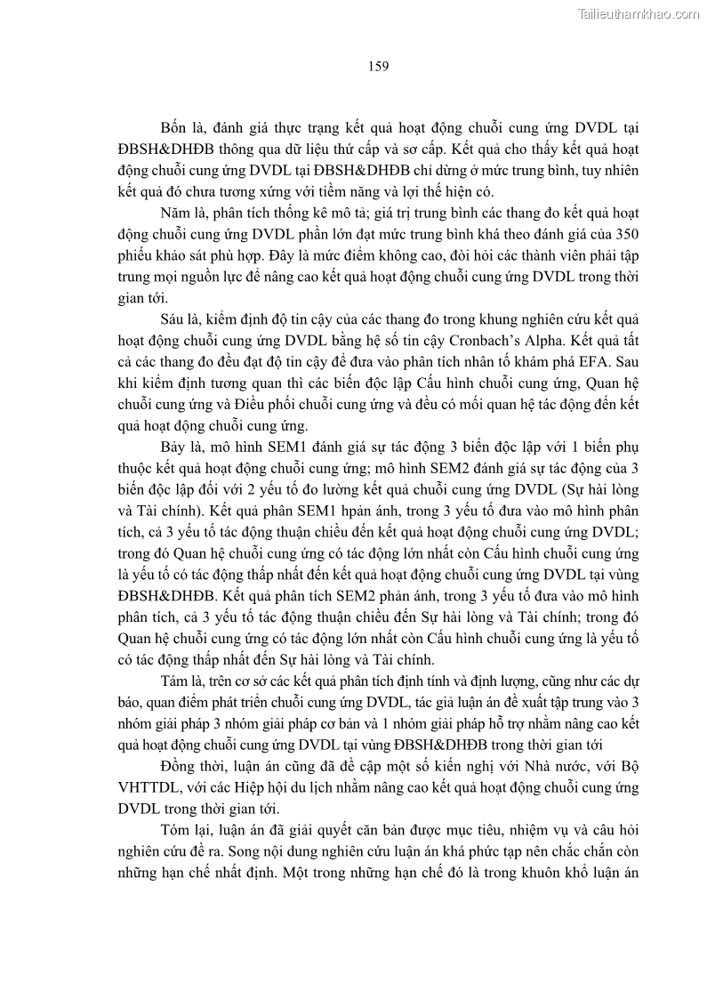Luận án tiến sĩ Nghiên cứu chuỗi cung ứng dịch vụ du lịch tại vùng Đồng bằng sông Hồng và Duyên hải Đông Bắc Việt Nam - 15 Trang 169