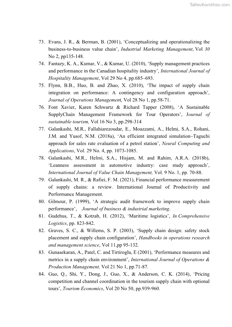 Luận án tiến sĩ Nghiên cứu chuỗi cung ứng dịch vụ du lịch tại vùng Đồng bằng sông Hồng và Duyên hải Đông Bắc Việt Nam - 15 Trang 178