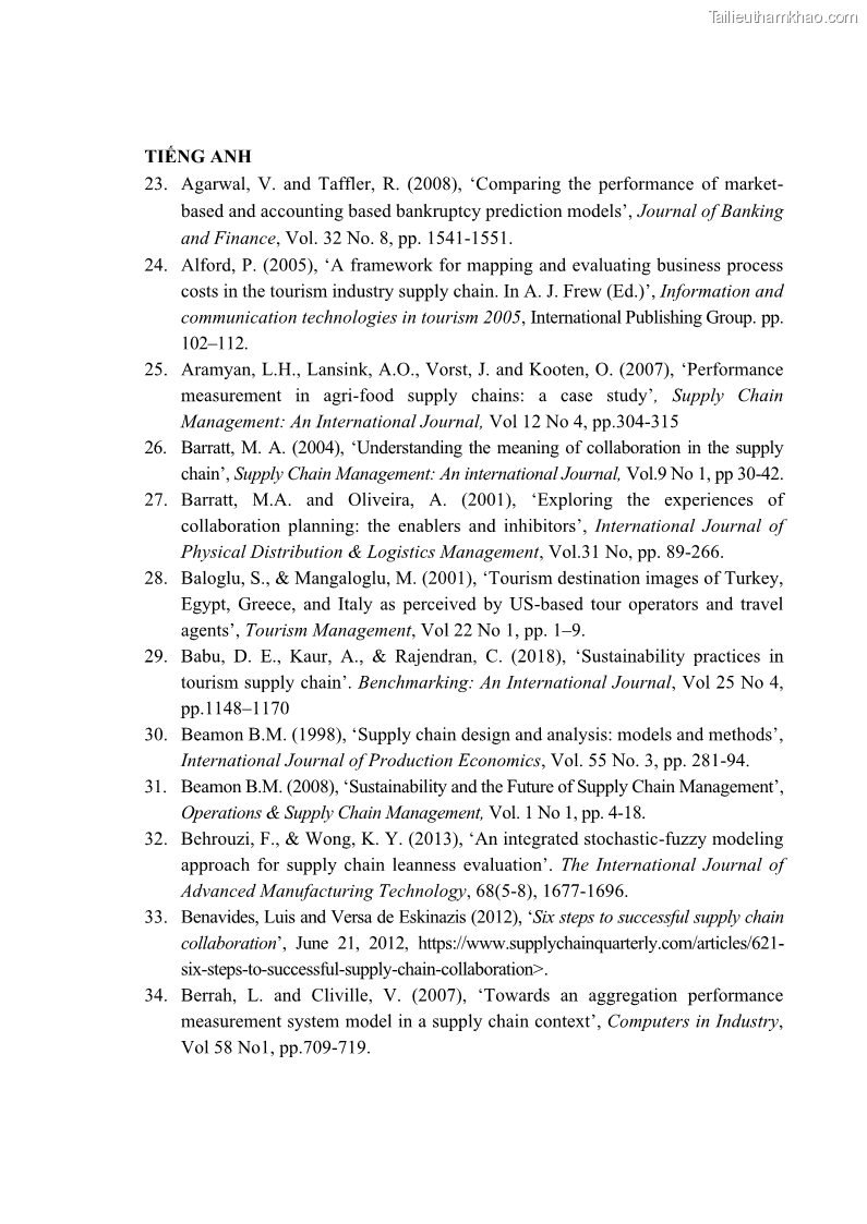 Luận án tiến sĩ Nghiên cứu chuỗi cung ứng dịch vụ du lịch tại vùng Đồng bằng sông Hồng và Duyên hải Đông Bắc Việt Nam - 15 Trang 174