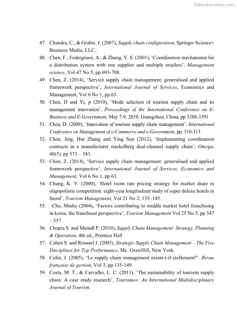 Luận án tiến sĩ Nghiên cứu chuỗi cung ứng dịch vụ du lịch tại vùng Đồng bằng sông Hồng và Duyên hải Đông Bắc Việt Nam - 15 Trang 176