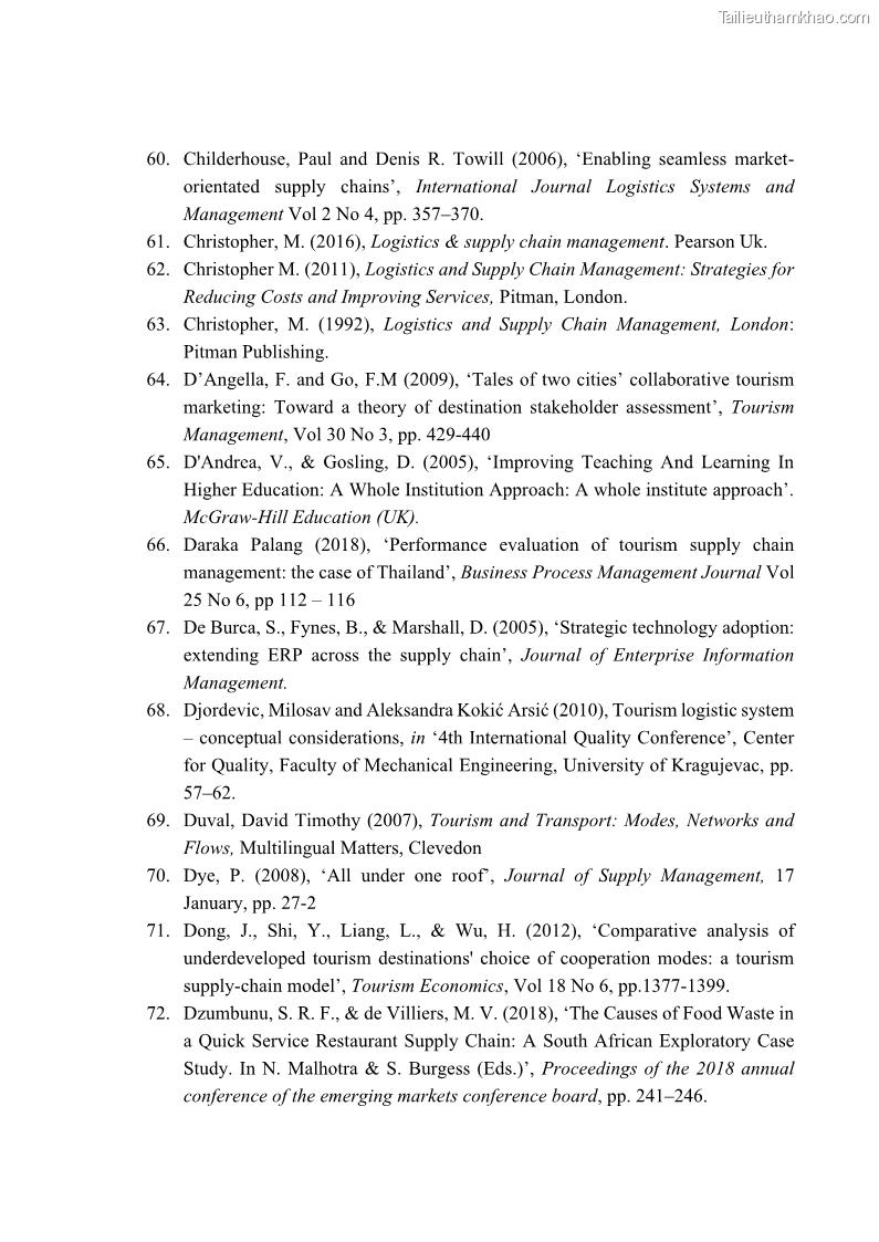Luận án tiến sĩ Nghiên cứu chuỗi cung ứng dịch vụ du lịch tại vùng Đồng bằng sông Hồng và Duyên hải Đông Bắc Việt Nam - 15 Trang 177