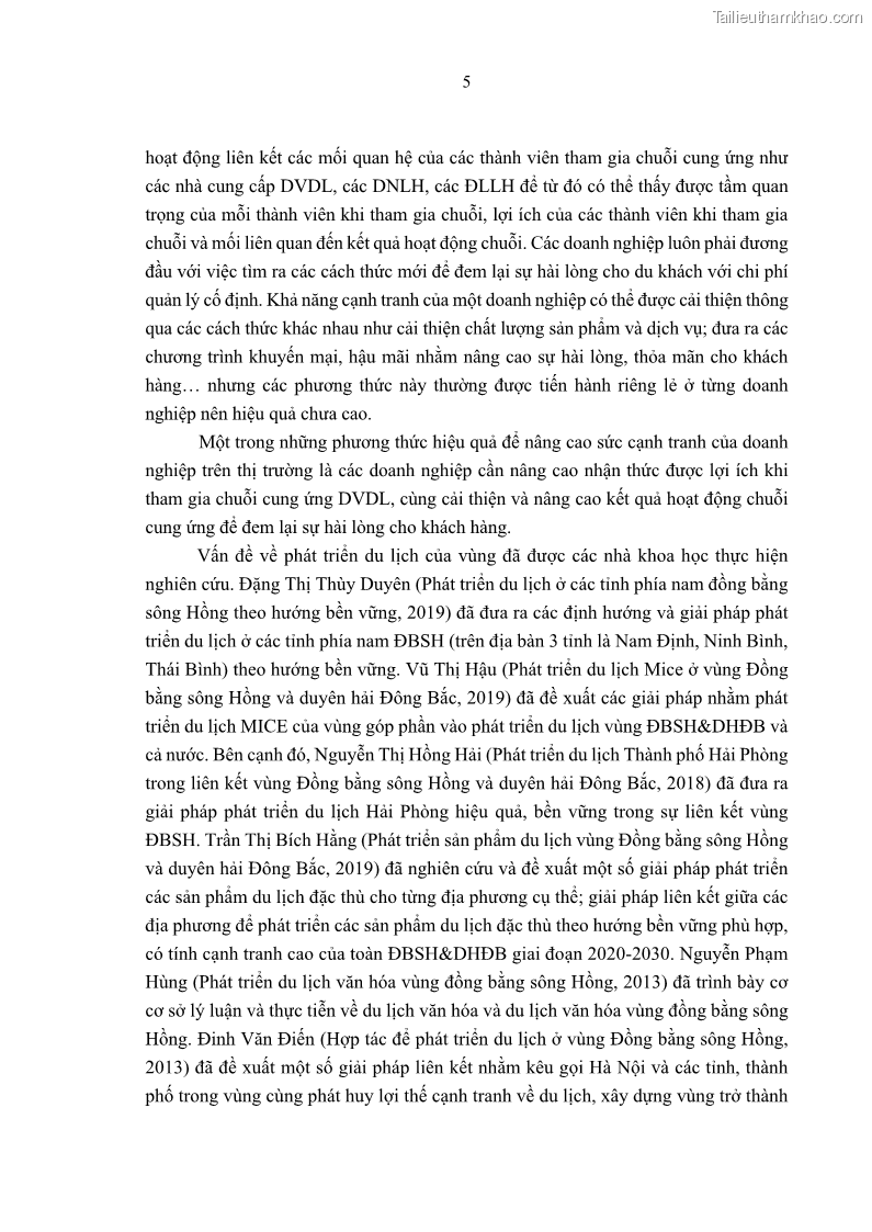Luận án tiến sĩ Nghiên cứu chuỗi cung ứng dịch vụ du lịch tại vùng Đồng bằng sông Hồng và Duyên hải Đông Bắc Việt Nam - 2 Trang 15