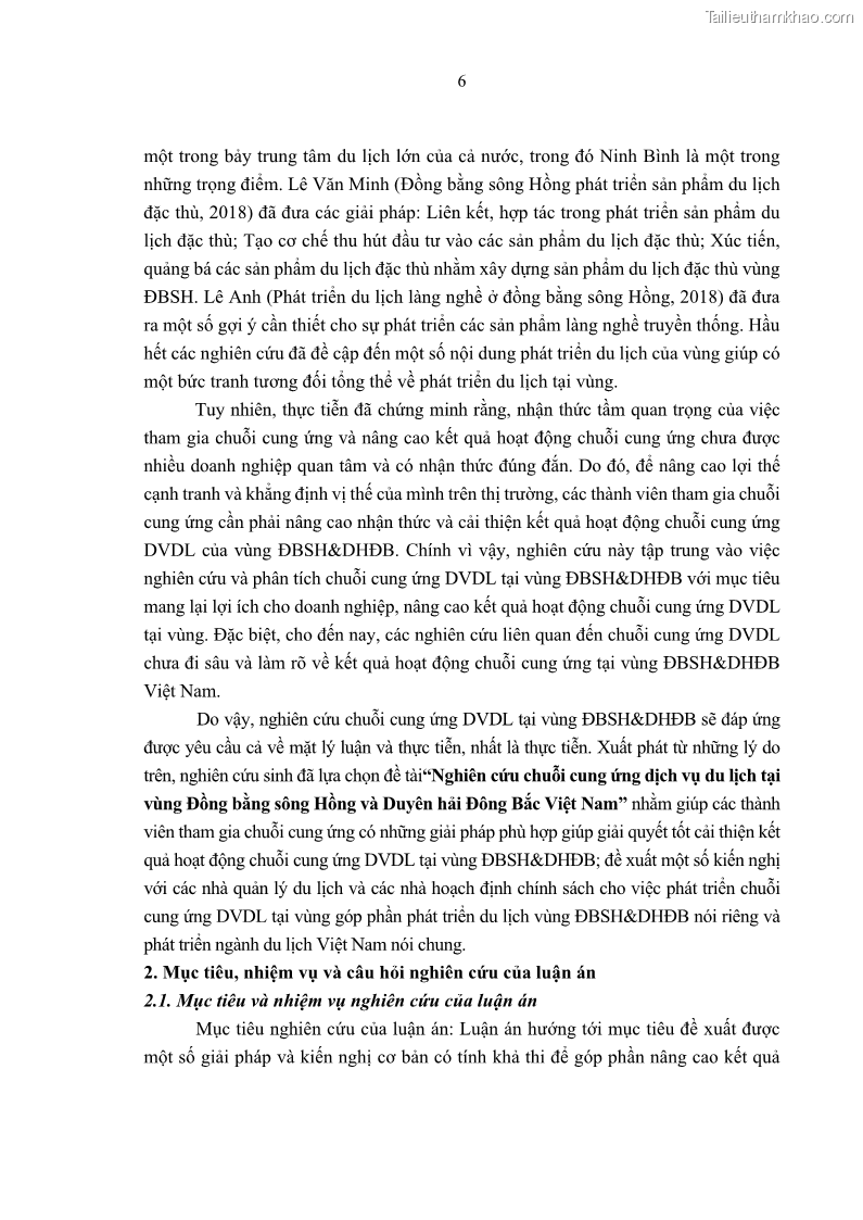 Luận án tiến sĩ Nghiên cứu chuỗi cung ứng dịch vụ du lịch tại vùng Đồng bằng sông Hồng và Duyên hải Đông Bắc Việt Nam - 2 Trang 16